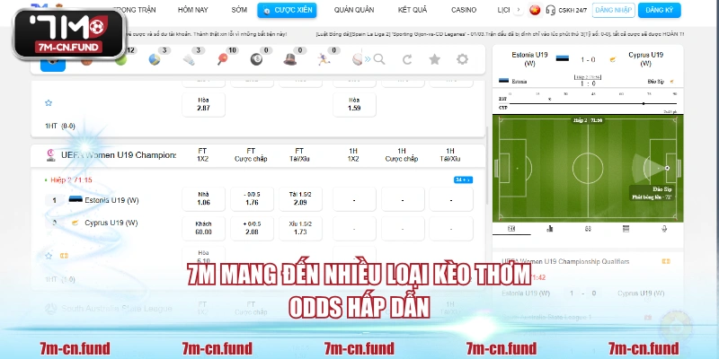 7M mang đến nhiều loại kèo thơm, odds hấp dẫn