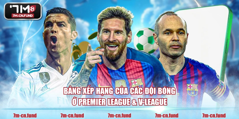 Bảng xếp hạng của các đội bóng ở Premier League & V-League