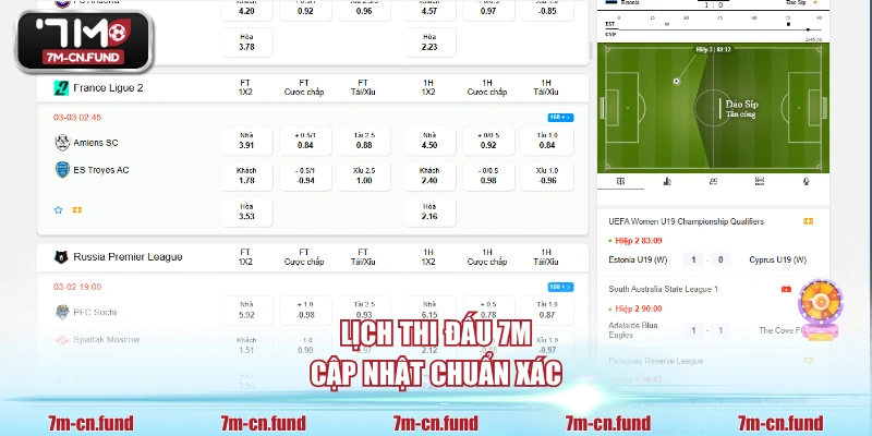 Lịch thi đấu 7M cập nhật chuẩn xác