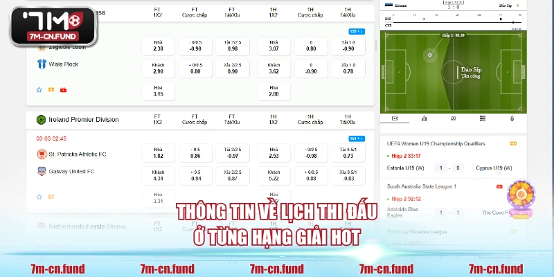Thông tin về lịch thi đấu ở từng hạng giải hot