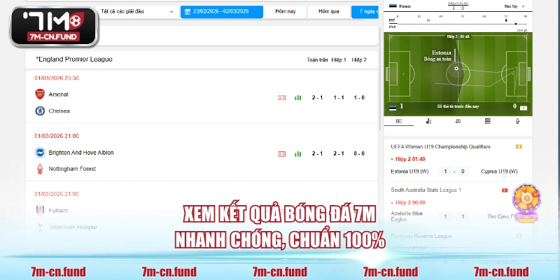 Xem kết quả bóng đá 7M nhanh chóng, chuẩn 100%